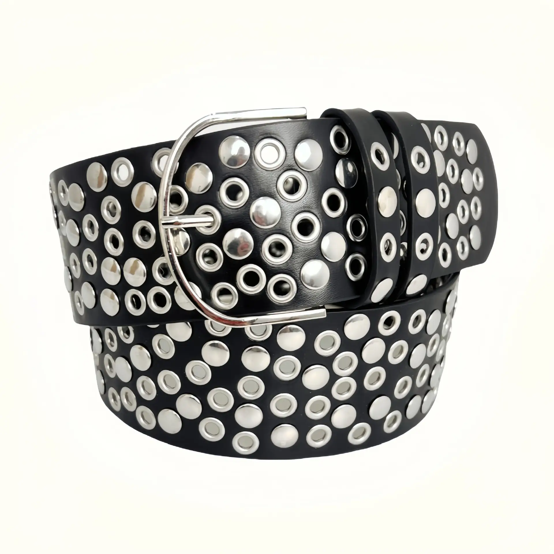 Black Rivet Belt for Women Retro Punk Y2K Fashion