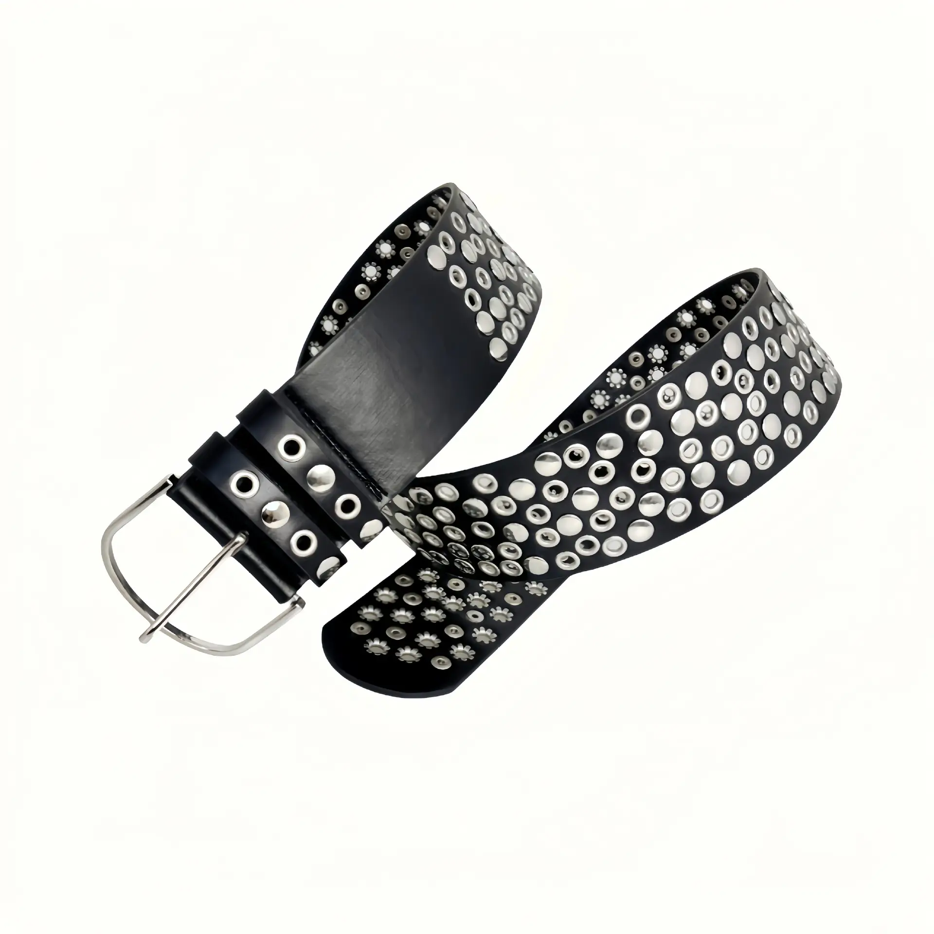 Black Rivet Belt for Women Retro Punk Y2K Fashion