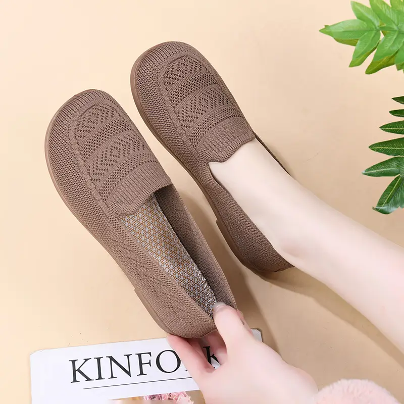 Women's Purple Mesh Slip-On Flat Shoes - Image 5