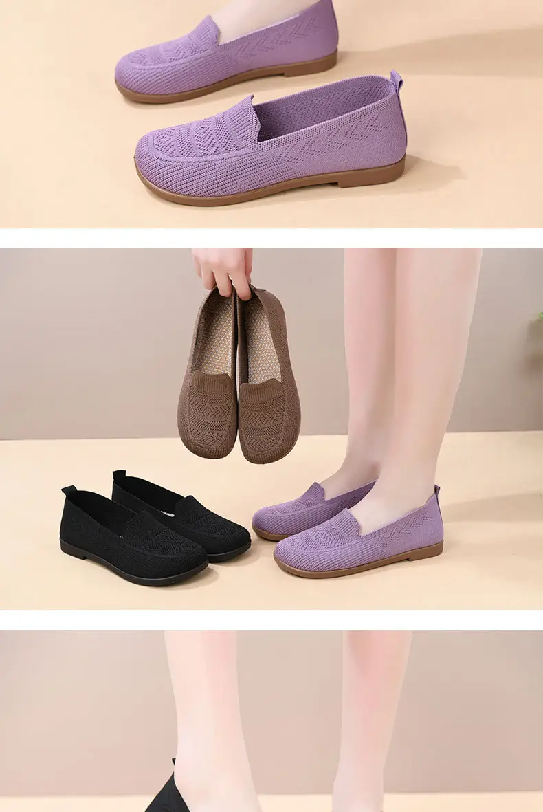 Women's Purple Mesh Slip-On Flat Shoes — feature 11