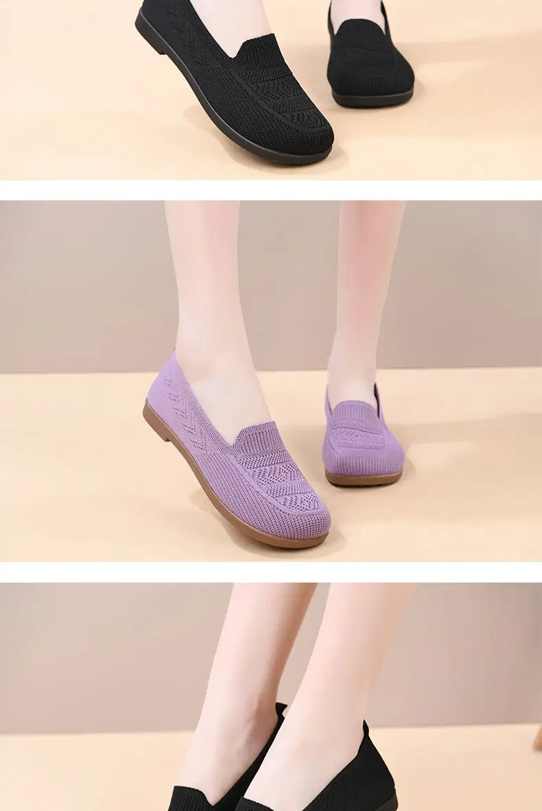 Women's Purple Mesh Slip-On Flat Shoes — feature 12