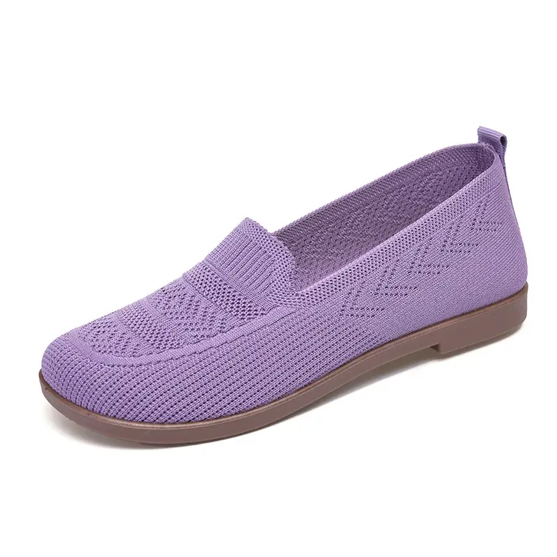 Women's Purple Mesh Slip-On Flat Shoes - Image 3