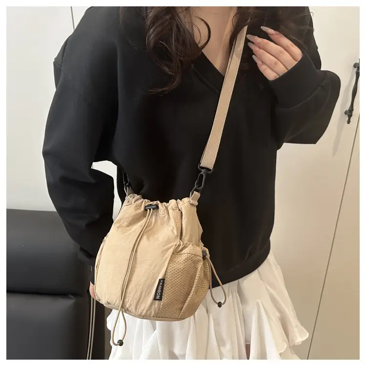 White Drawstring Bucket Bag for Commuters & Casual Use — feature 10