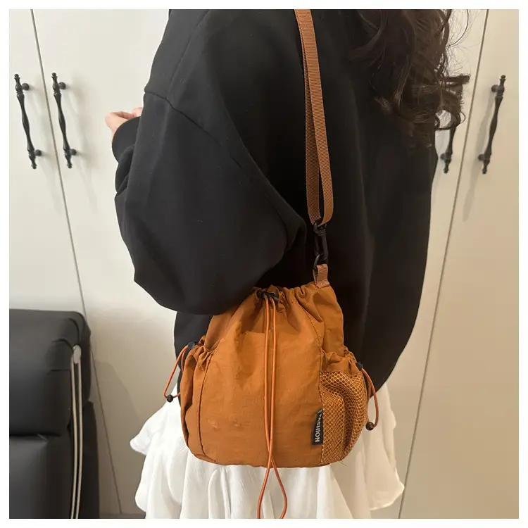 White Drawstring Bucket Bag for Commuters & Casual Use — feature 11