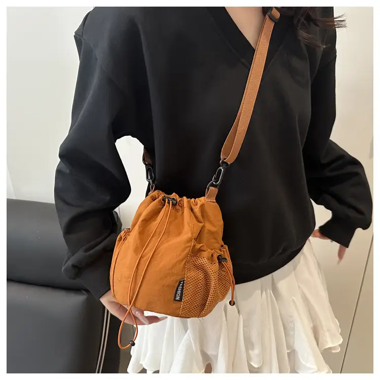 White Drawstring Bucket Bag for Commuters & Casual Use — feature 12