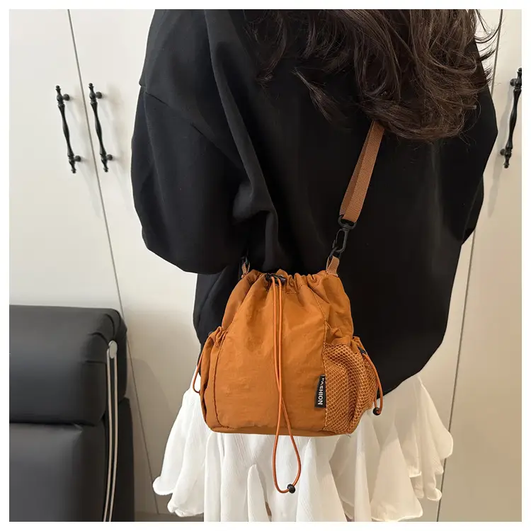 White Drawstring Bucket Bag for Commuters & Casual Use — feature 13