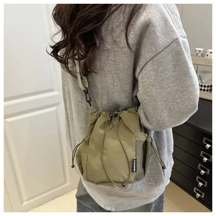 White Drawstring Bucket Bag for Commuters & Casual Use — feature 22