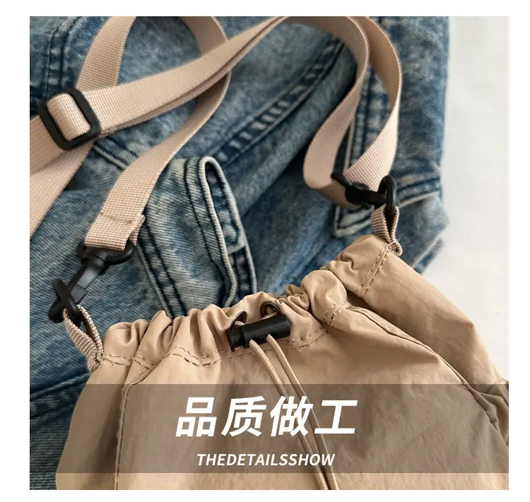 White Drawstring Bucket Bag for Commuters & Casual Use — feature 3