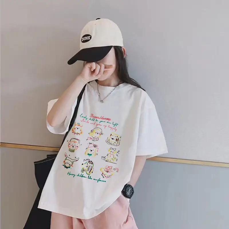 Cute Bunny Print Cotton T-Shirt for Kids Summer Wear
