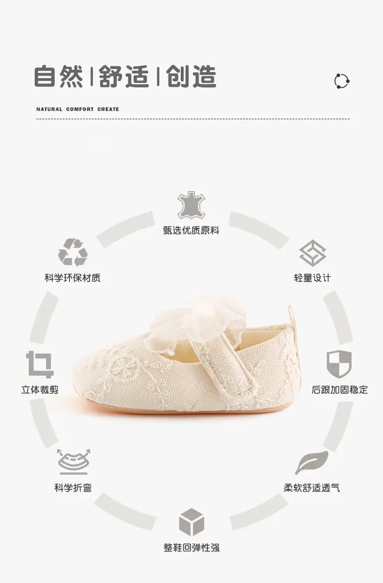 Princess Shoes for Baby Girls 0-1 Year Soft Cloth Spring Autumn — feature 3