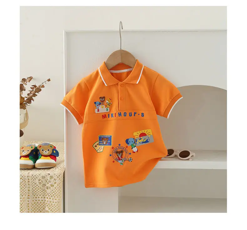 Japanese Style Boys Orange Polo Summer T-Shirt — feature 13
