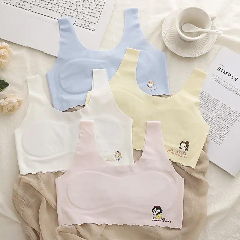 Developmental underwear girls summer thin ice silk seamless girl vest students 7-12 years old children bra students