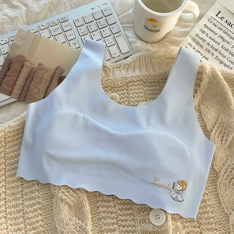 Developmental underwear girls summer thin ice silk seamless girl vest students 7-12 years old children bra students