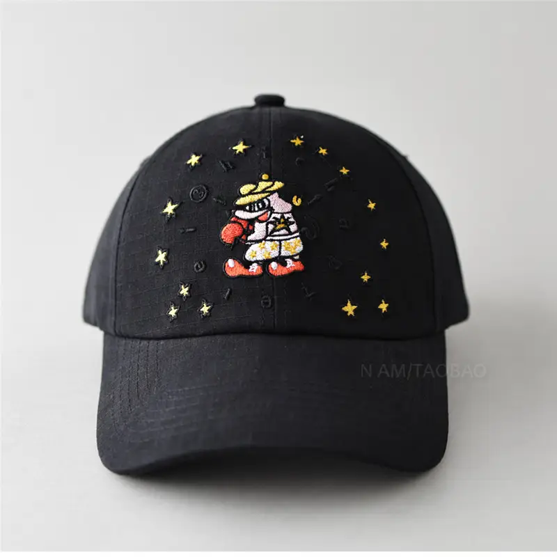 Black Cartoon Embroidered Baseball Cap Sunshade Unisex - Image 4