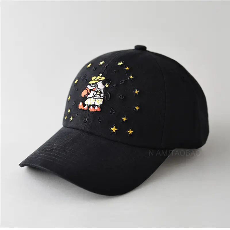 Black Cartoon Embroidered Baseball Cap Sunshade Unisex - Image 7