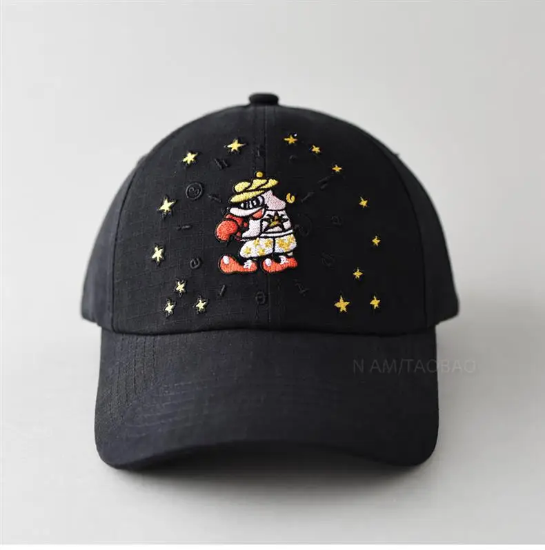 Black Cartoon Embroidered Baseball Cap Sunshade Unisex — feature 2
