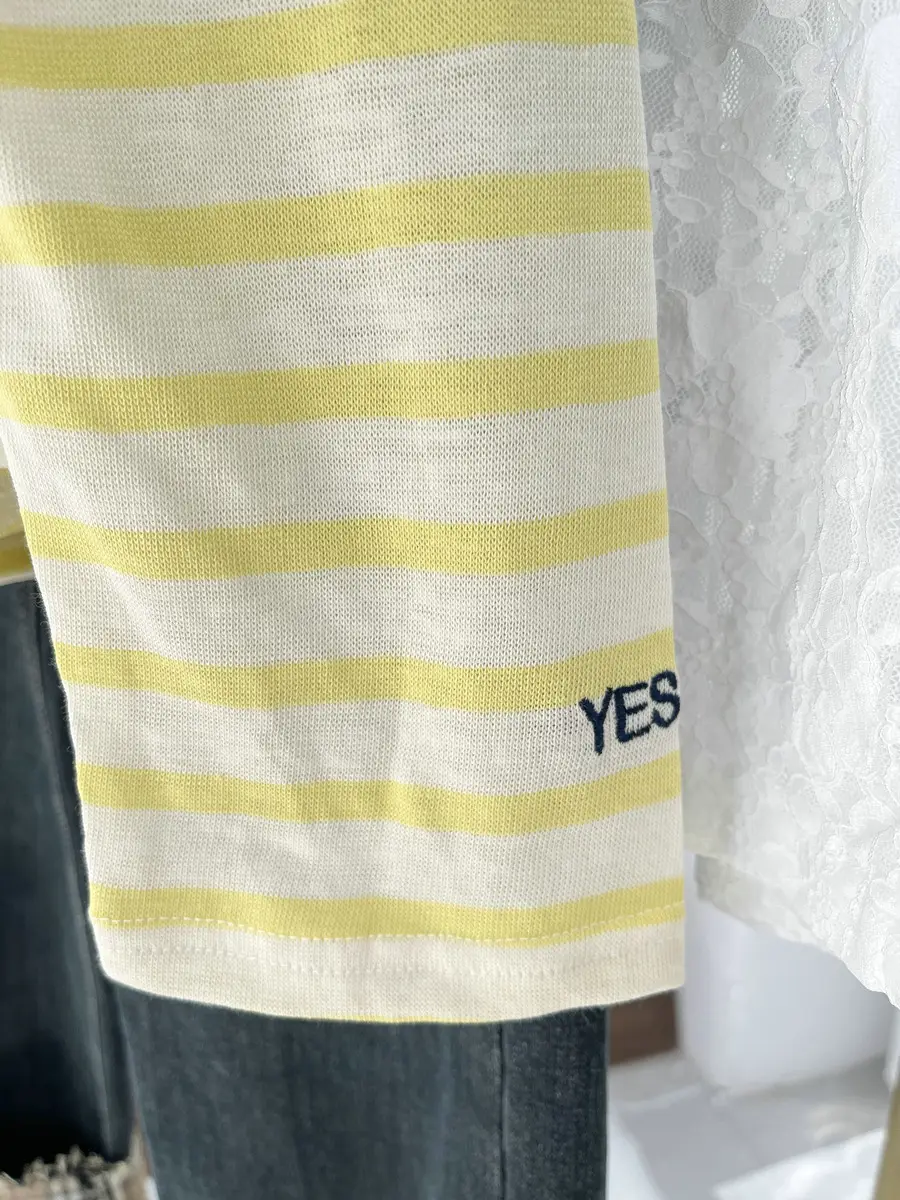 Women Striped Mulberry Silk Long Sleeve T-Shirt Yellow Blue — feature 20