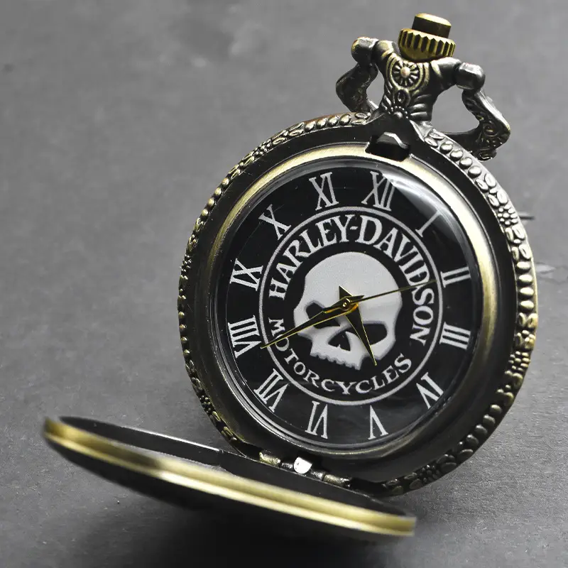 Harley Davidson Skull Pocket Watch with Pendant