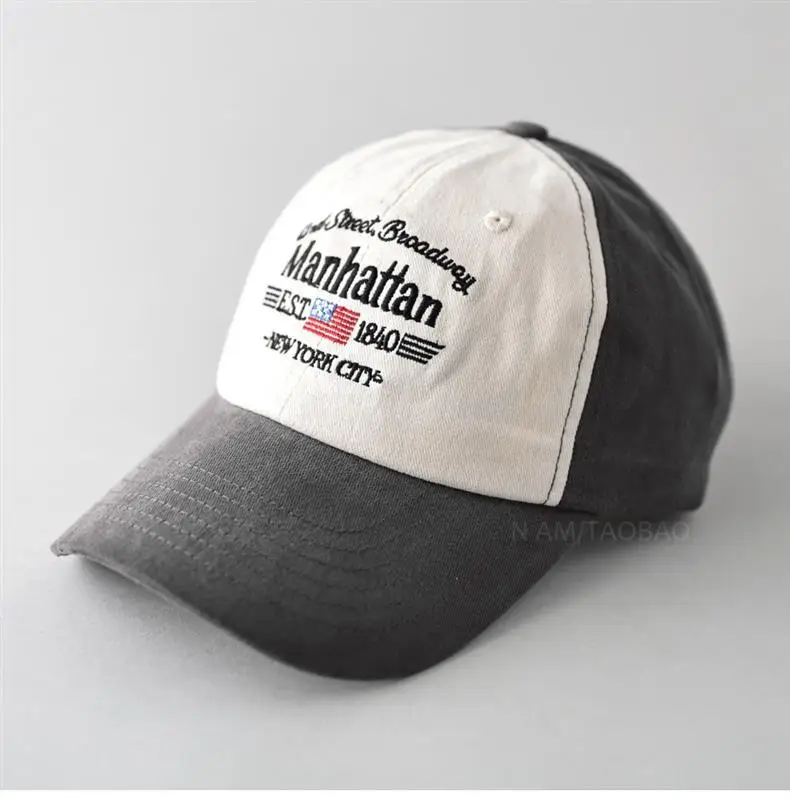 Spring New American Vintage Letter Embroidered Baseball Cap Men's Women's Sunshade Duck Tongue Hat — feature 10
