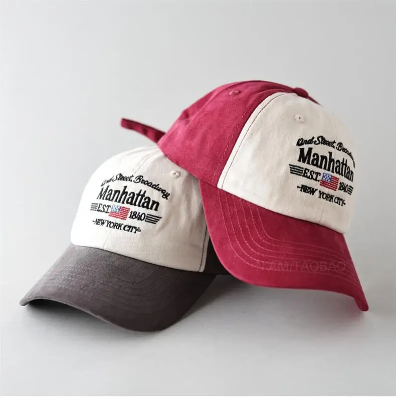 Spring New American Vintage Letter Embroidered Baseball Cap Men's Women's Sunshade Duck Tongue Hat — feature 12
