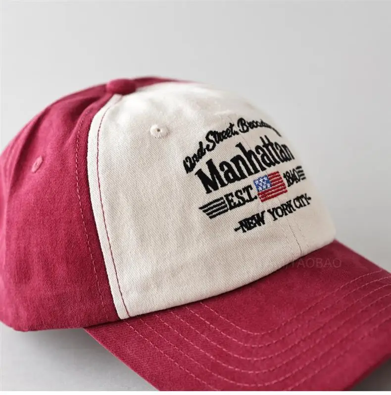 Spring New American Vintage Letter Embroidered Baseball Cap Men's Women's Sunshade Duck Tongue Hat — feature 13