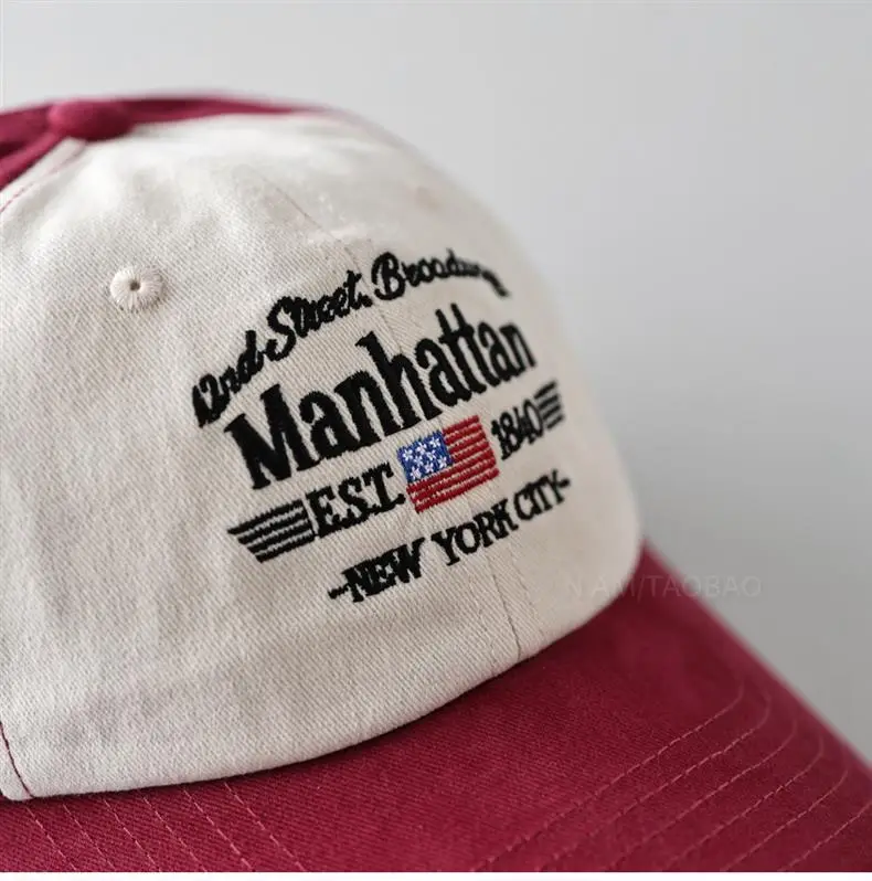 Spring New American Vintage Letter Embroidered Baseball Cap Men's Women's Sunshade Duck Tongue Hat — feature 14