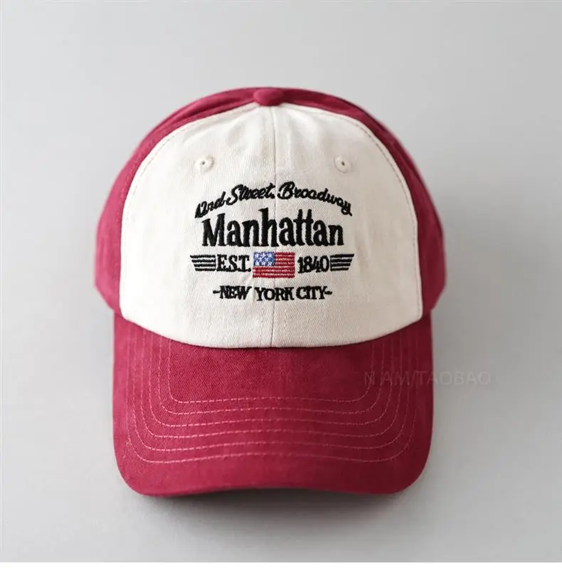 Spring New American Vintage Letter Embroidered Baseball Cap Men's Women's Sunshade Duck Tongue Hat — feature 15