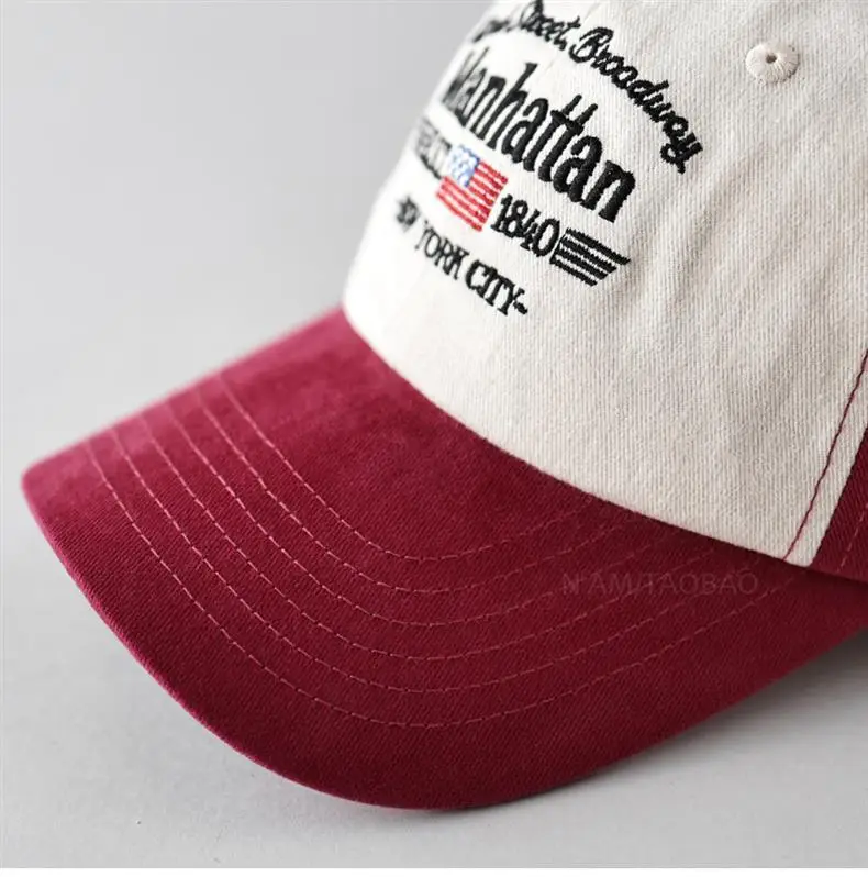 Spring New American Vintage Letter Embroidered Baseball Cap Men's Women's Sunshade Duck Tongue Hat — feature 16