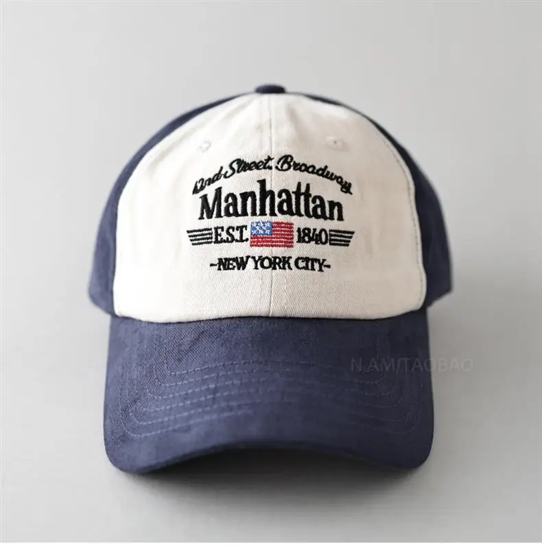 Spring New American Vintage Letter Embroidered Baseball Cap Men's Women's Sunshade Duck Tongue Hat — feature 6