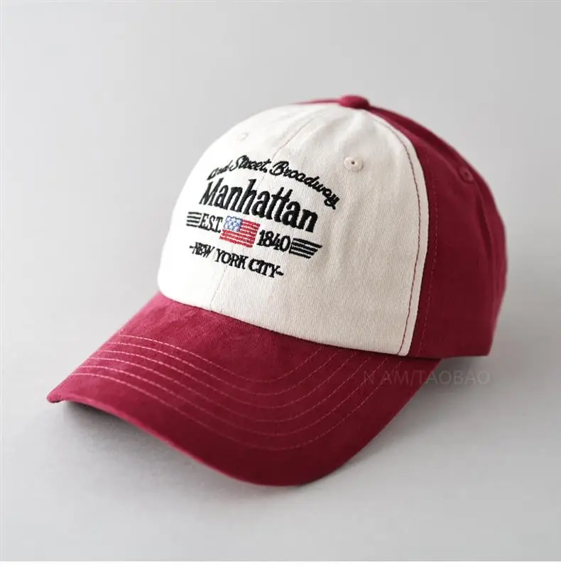 Spring New American Vintage Letter Embroidered Baseball Cap Men's Women's Sunshade Duck Tongue Hat — feature 7