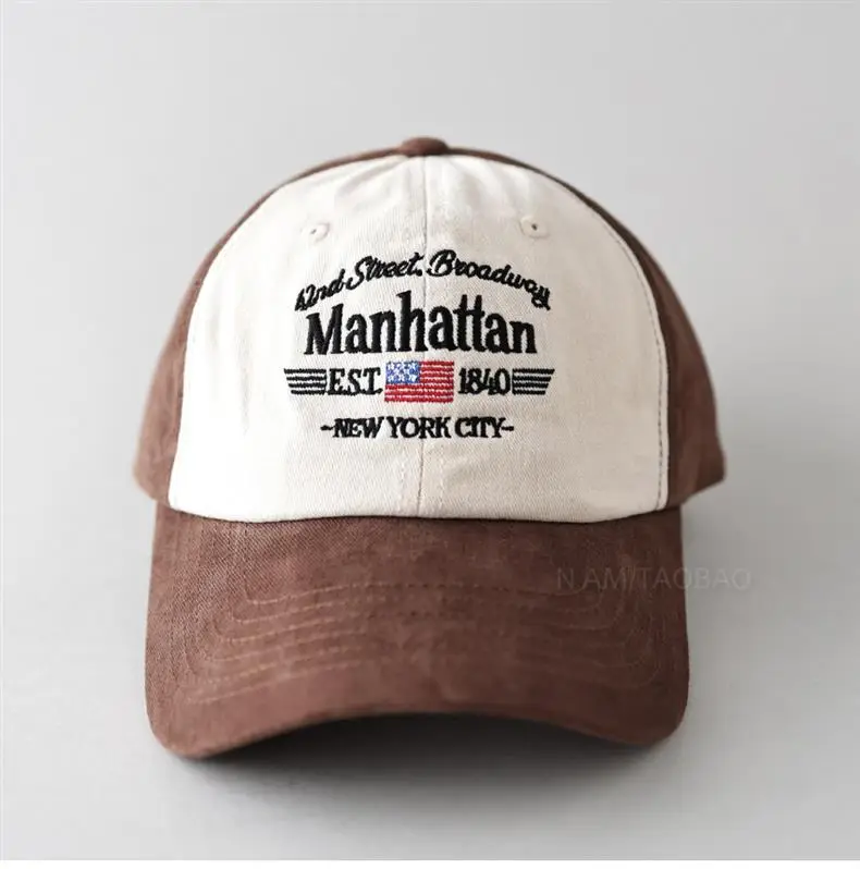 Spring New American Vintage Letter Embroidered Baseball Cap Men's Women's Sunshade Duck Tongue Hat — feature 9