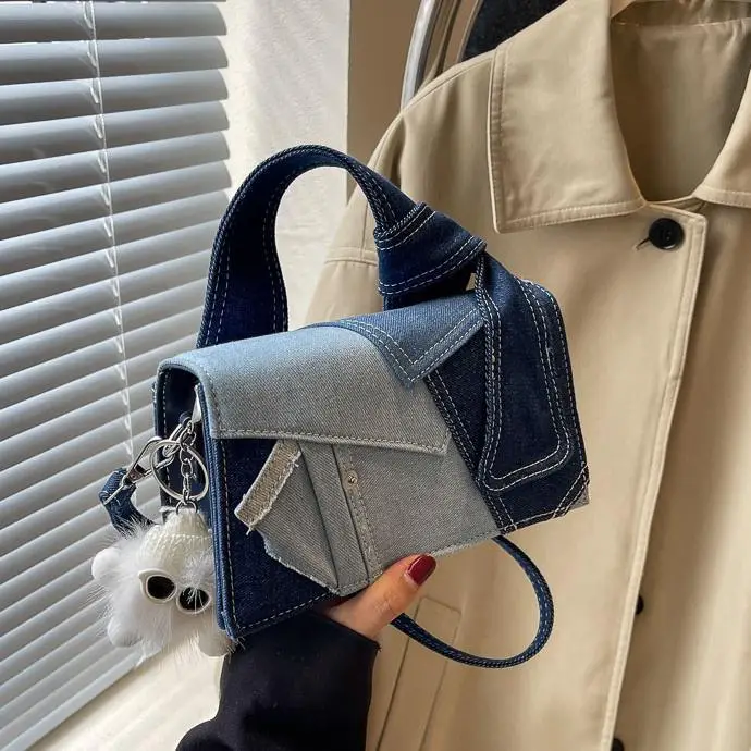 Denim Square Bag Women 2025 New Color Contrast - Image 5