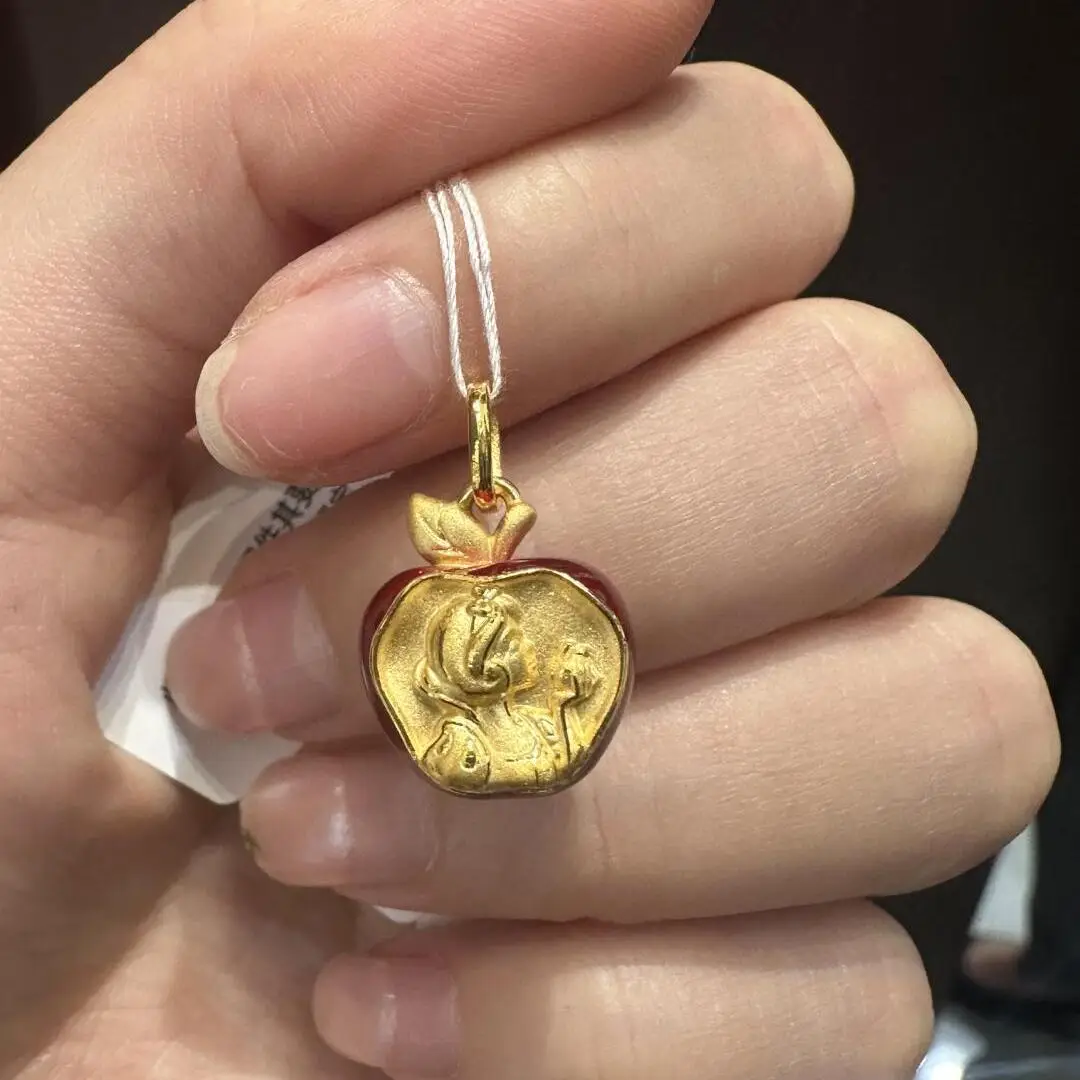 Snow White Gold Apple Pendant Necklace for Girls - Image 3