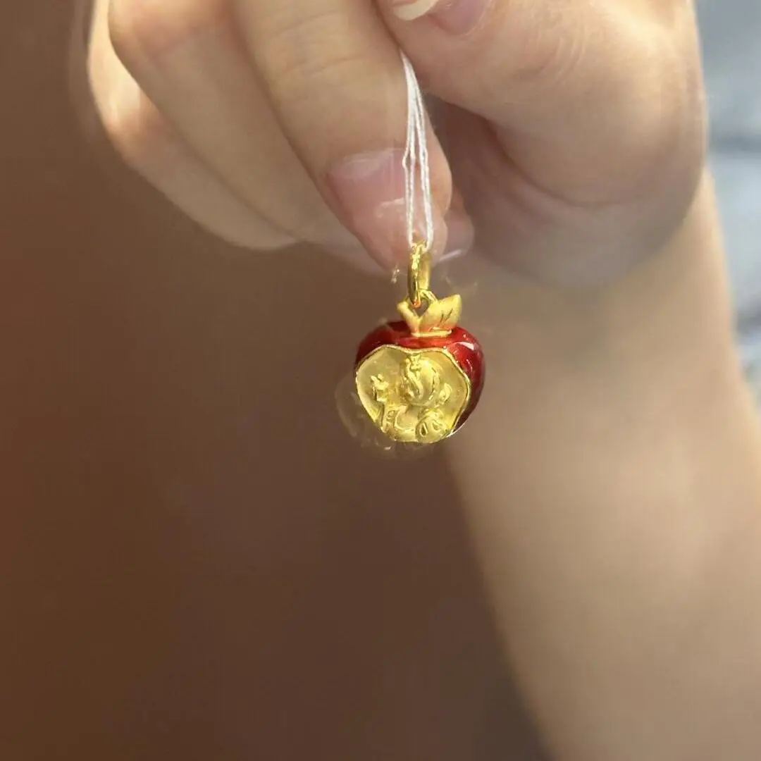 Snow White Gold Apple Pendant Necklace for Girls - Image 6