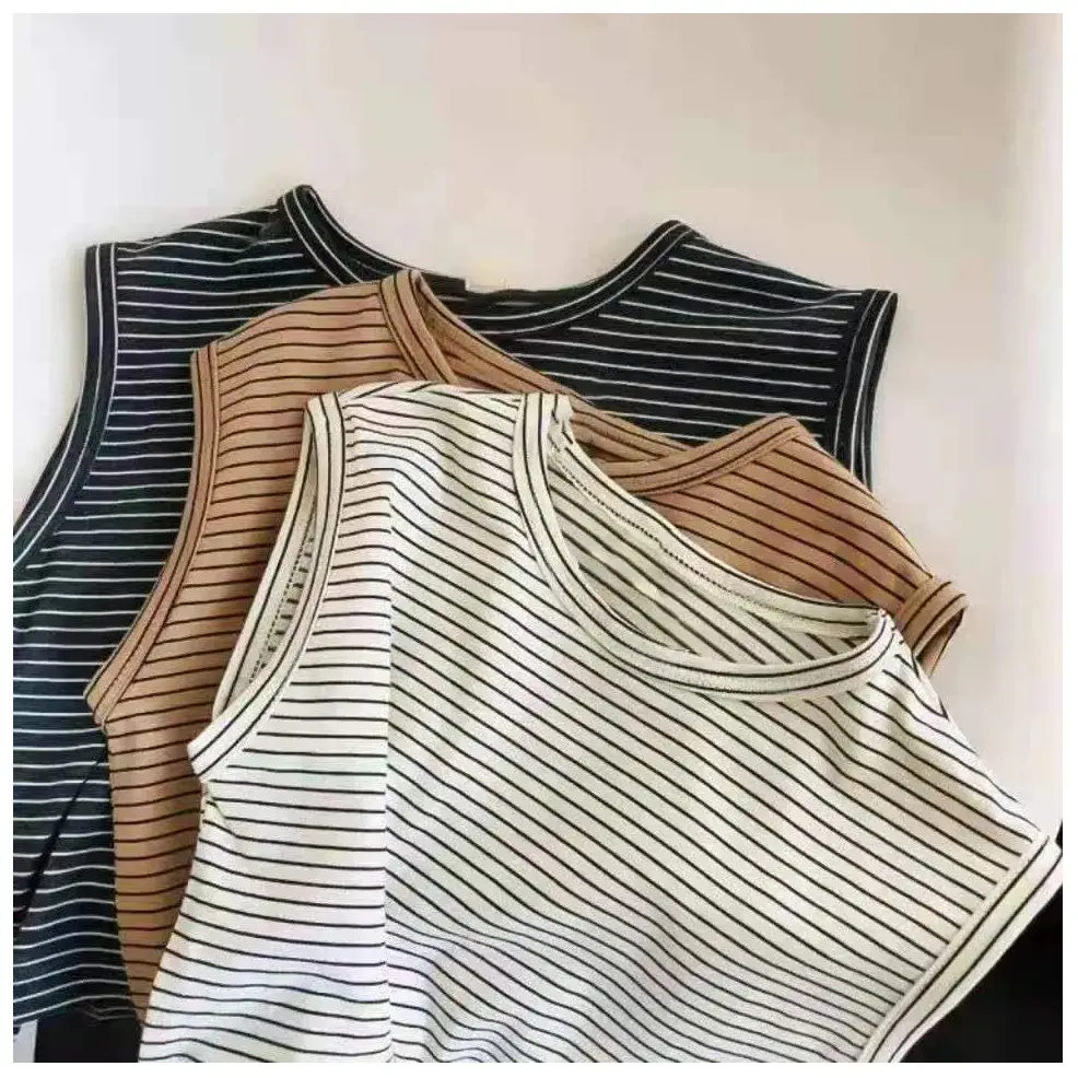 Boys Cotton Striped Sleeveless Vest T-Shirt — feature 3