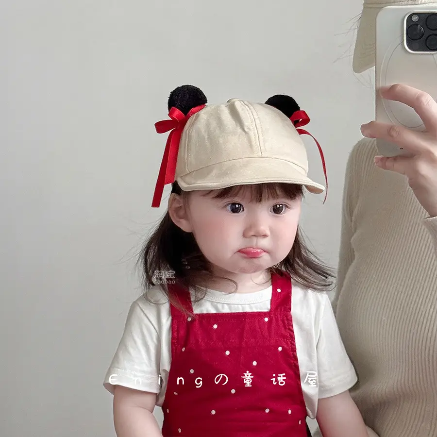 Nezha 2025 Baby Cap with Red Bow for Boys Girls - Image 5
