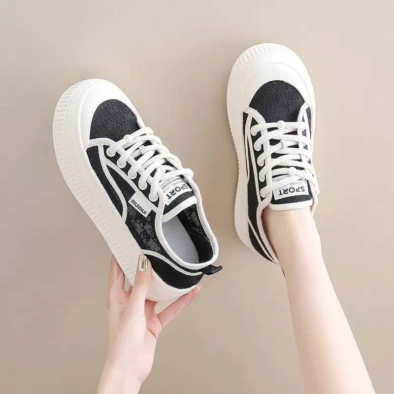 Breathable Lace Fisherman Shoes Women's Summer Women's Shoes Sneakers 2025 New Arrival Skirt White Shoes All-Match Women's Shoes
