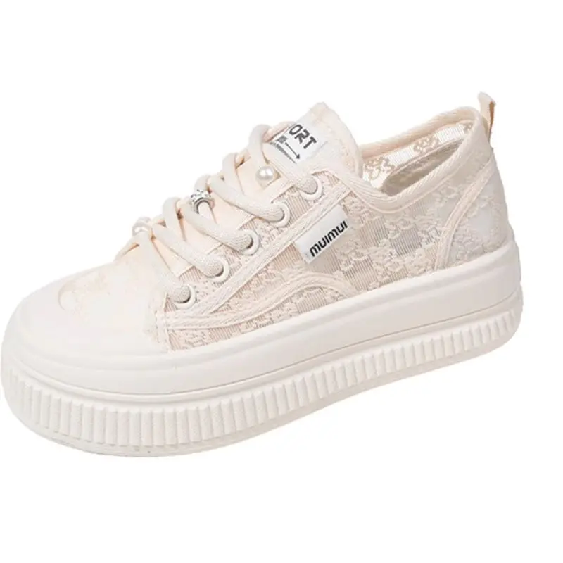 Breathable Lace Fisherman Shoes Women's Summer Women's Shoes Sneakers 2025 New Arrival Skirt White Shoes All-Match Women's Shoes