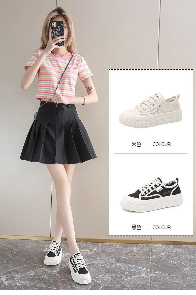 Breathable Lace Fisherman Shoes Women's Summer Women's Shoes Sneakers 2025 New Arrival Skirt White Shoes All-Match Women's Shoes — feature 9