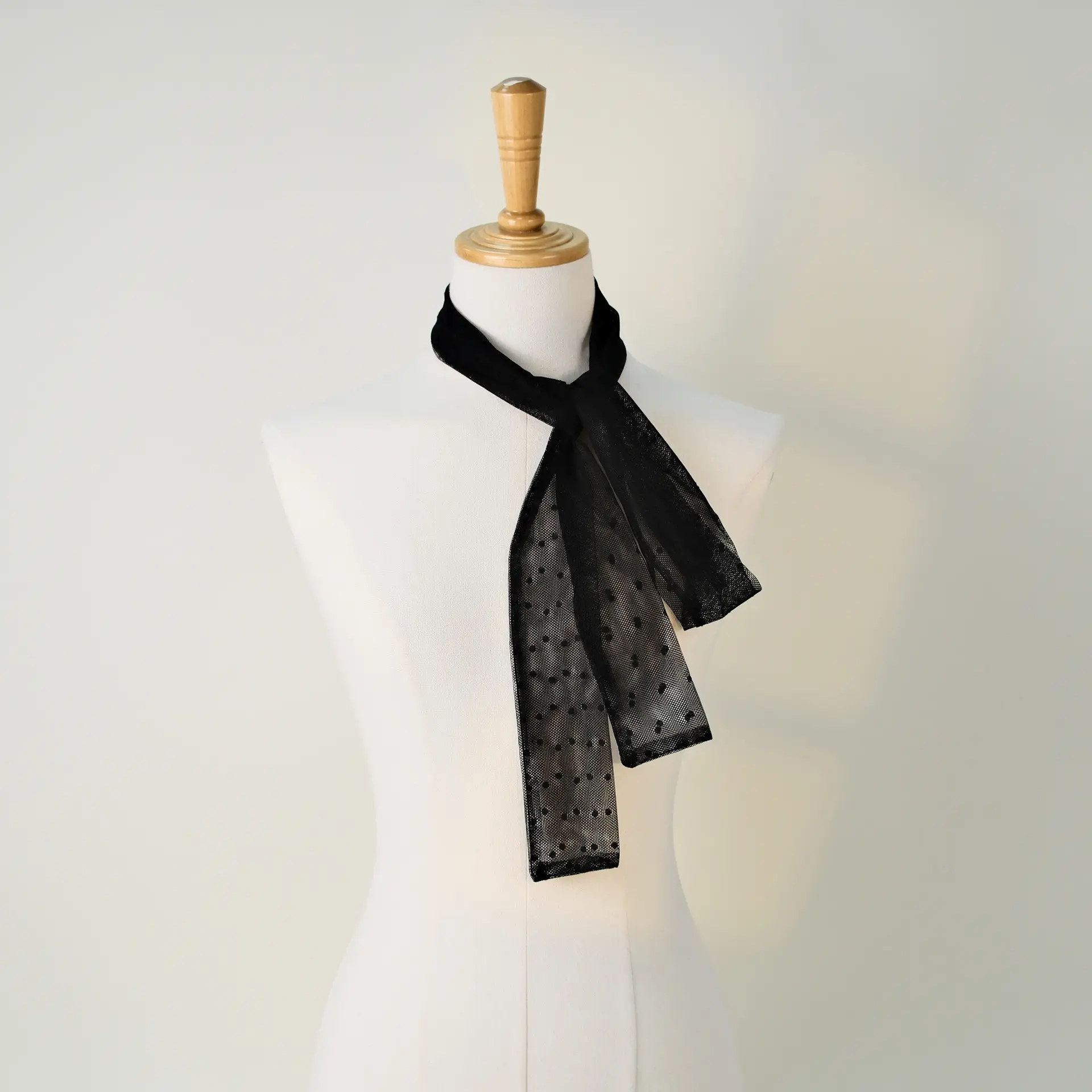 Lace Polar Dot Scarf Women's Black Silk Belt - Image 10