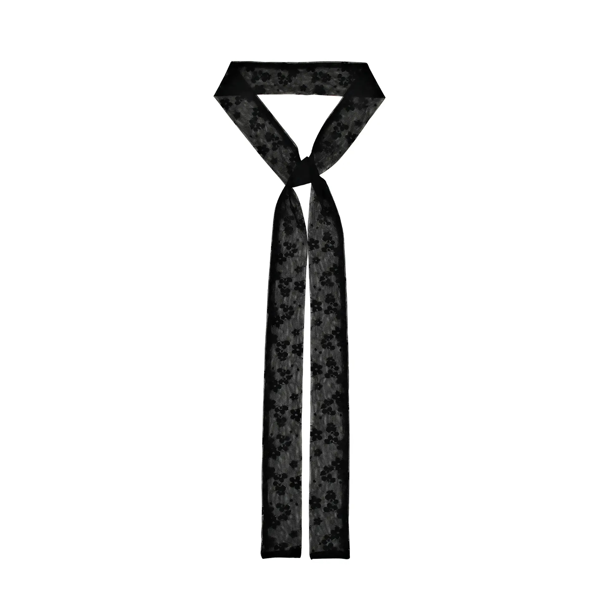 Lace Polar Dot Scarf Women's Black Silk Belt - Image 11
