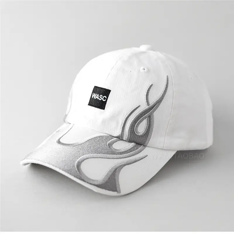 Men's Black Flame Graphic Baseball Cap with "WASC" Logo - Image 4