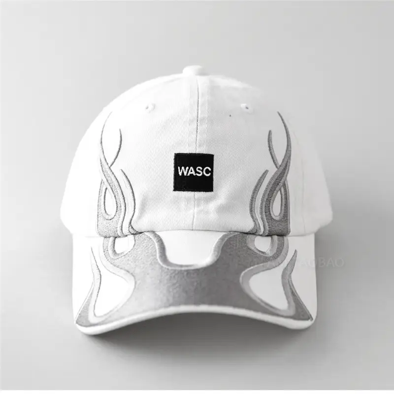 Men's Black Flame Graphic Baseball Cap with "WASC" Logo - Image 5