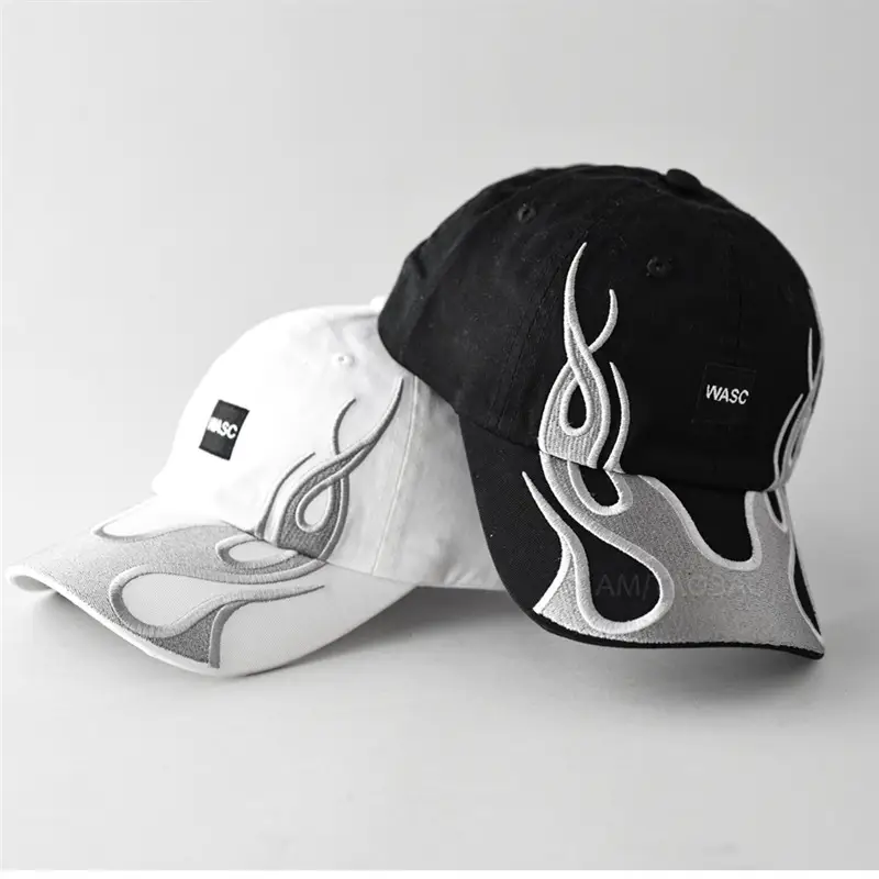 Men's Black Flame Graphic Baseball Cap with "WASC" Logo - Image 6