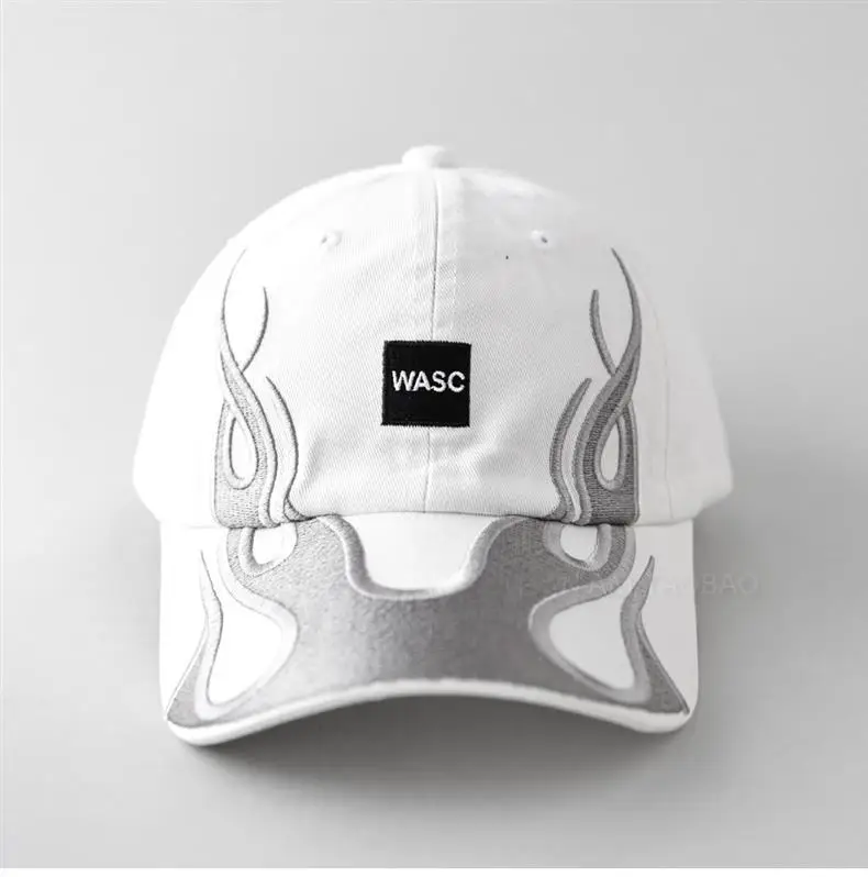 Men's Black Flame Graphic Baseball Cap with "WASC" Logo — feature 4