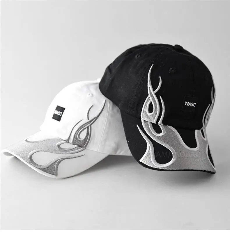 Men's Black Flame Graphic Baseball Cap with "WASC" Logo — feature 6