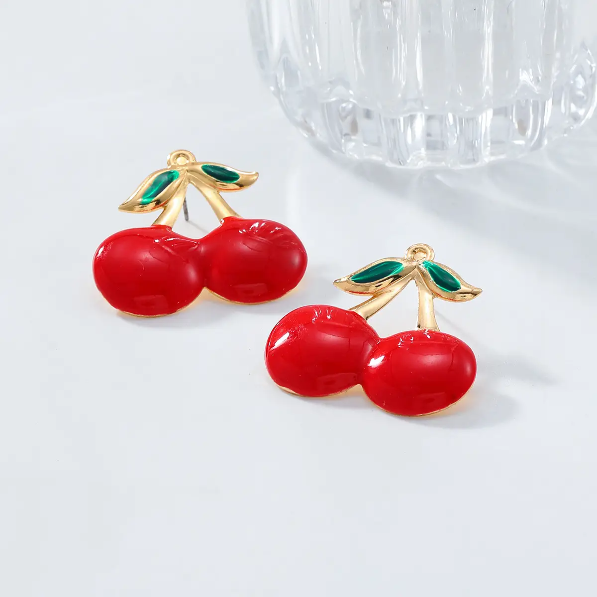Red Cherry Collar Earrings for Women Gold Plated — feature 10