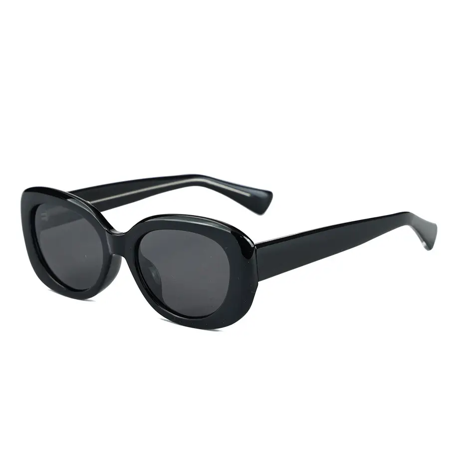 Oval Sunglasses Women Black Polarized Eye Protection