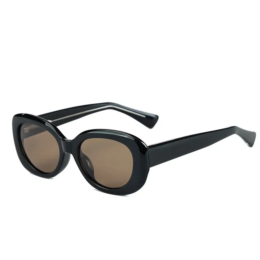 Oval Sunglasses Women Black Polarized Eye Protection