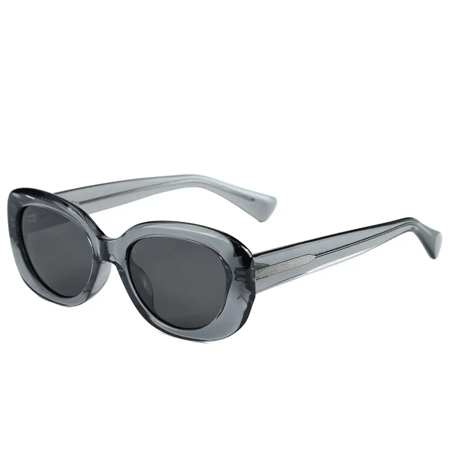 Oval Sunglasses Women Black Polarized Eye Protection